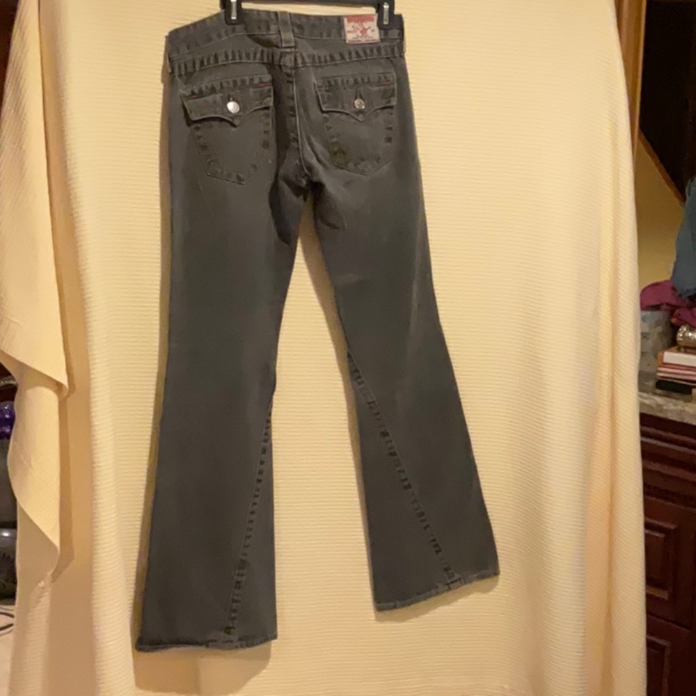 True Religion Jeans Grey orange stitching women’s Size 28 - Picture 3 of 11